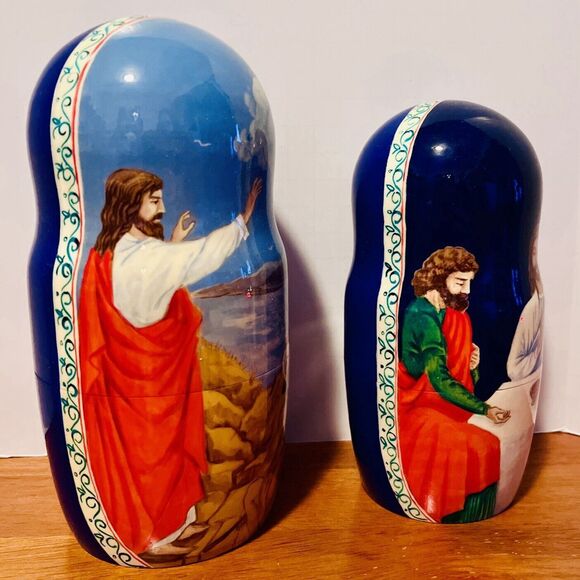 Matryoshka Nesting Dolls Life of Jesus Christ Nativity 10 Pcs Russian Signed VTG - Picture 6 of 14